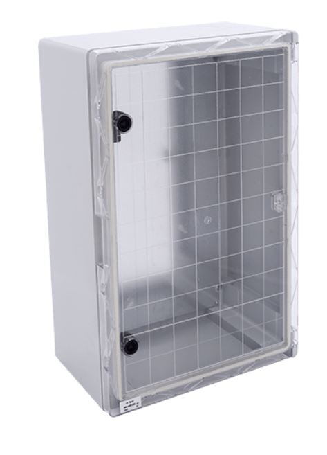 Műanyag elosztószekrény, ABS, IP65, 280x210x130mm, áttetsző ajtó